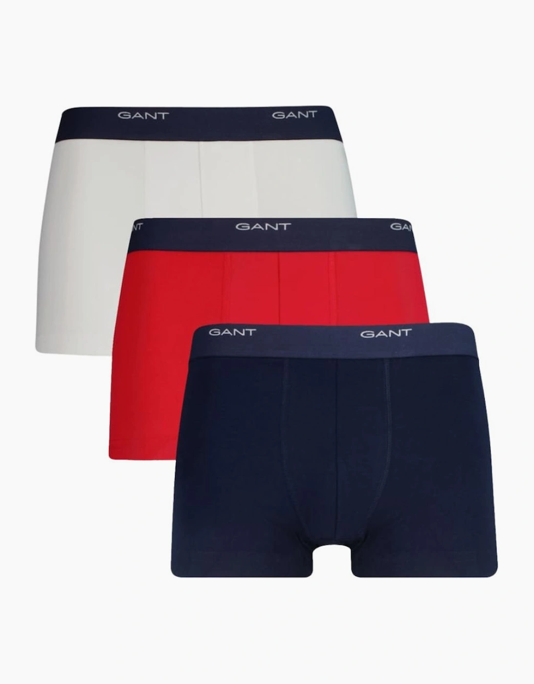 Gant Men's Navy 3-Pack Core Logo Boxer Trunks, /White/Red - : 39/38/32 Xxl