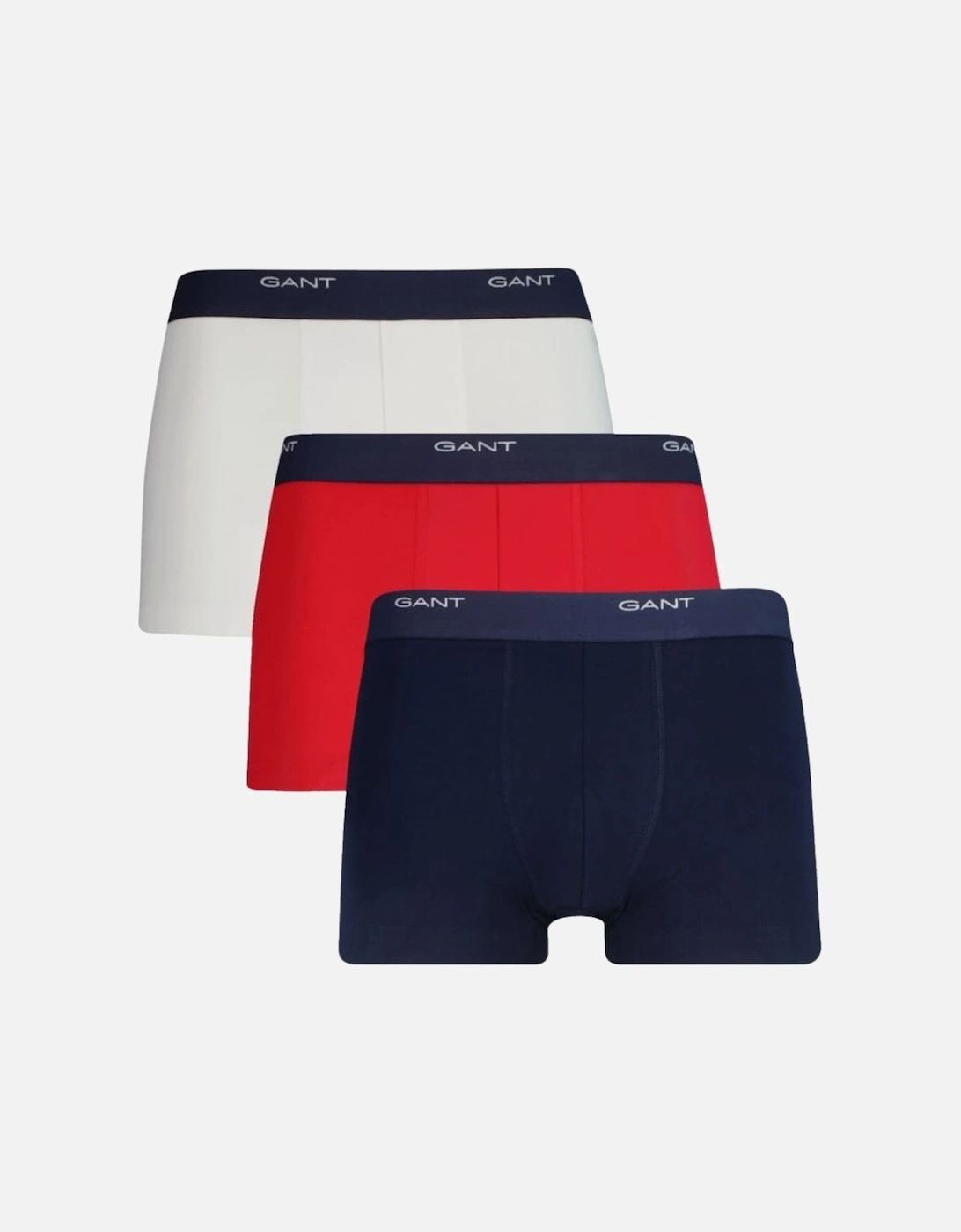 3-Pack Core Logo Boxer Trunks, Navy/White/Red, 2 of 1
