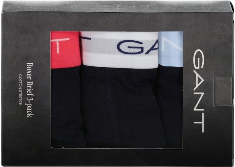 3-Pack Classic Logo Boxer Briefs, Black w/ coral/white/blue