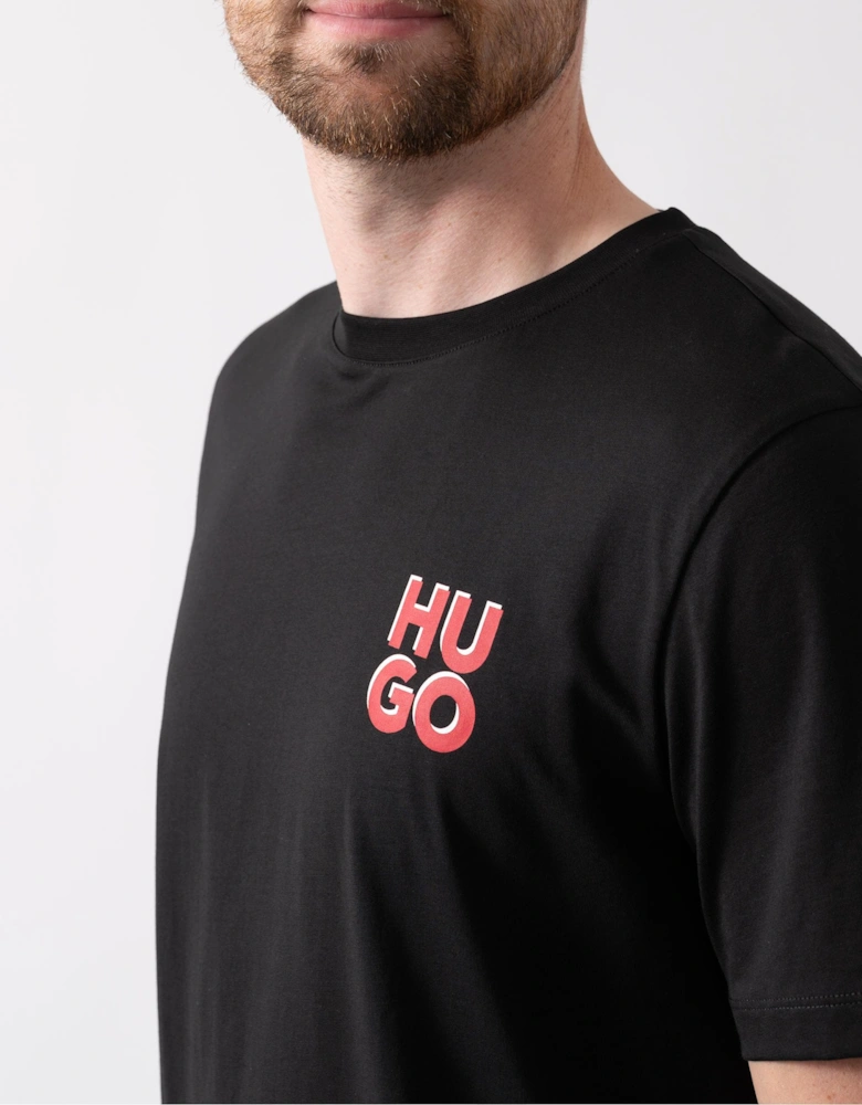 HUGO Dimoniti Mens Cotton-Jersey T-Shirt with Stacked Logo Print