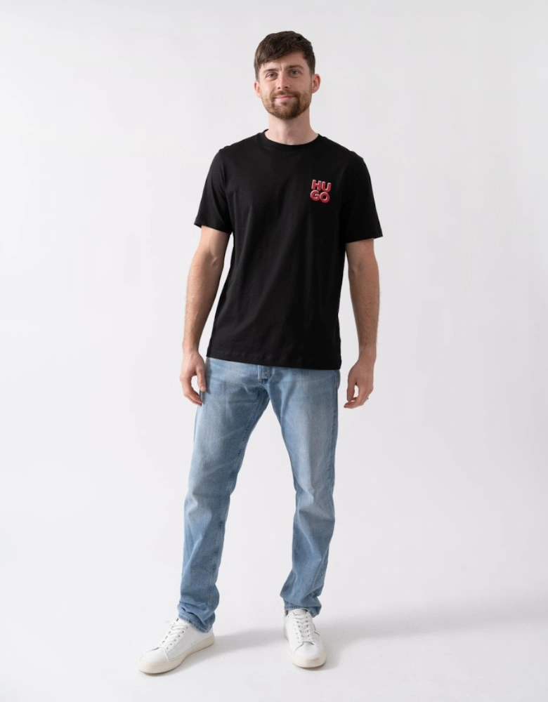 HUGO Dimoniti Mens Cotton-Jersey T-Shirt with Stacked Logo Print