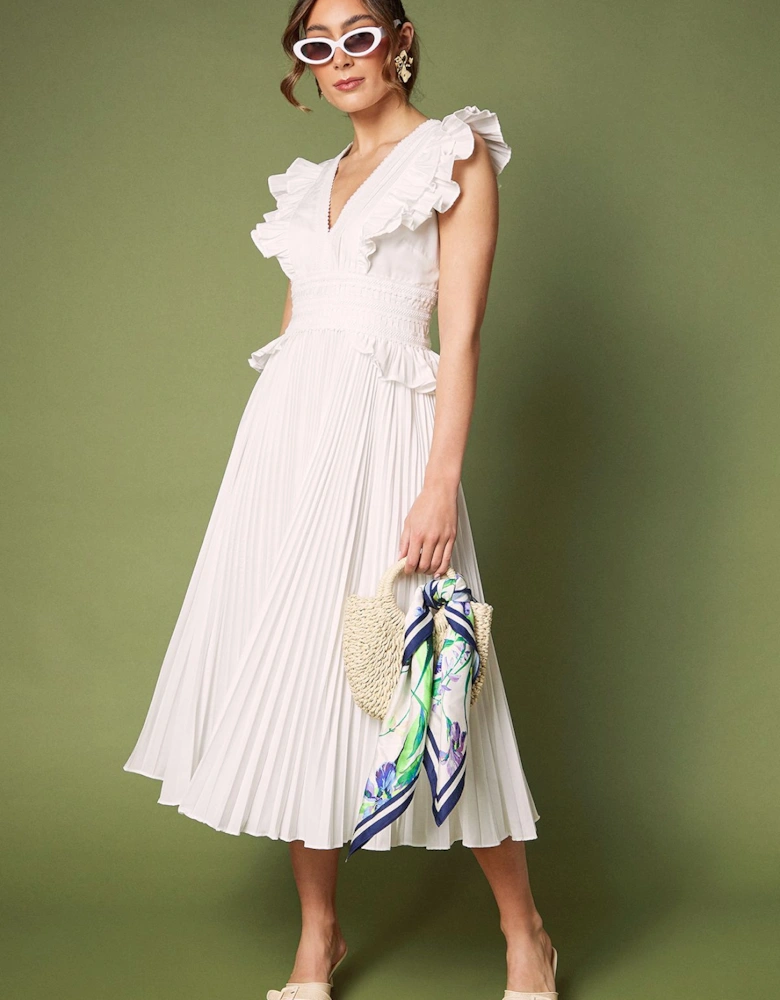 Cotton Pleated Skirt Frill Dress