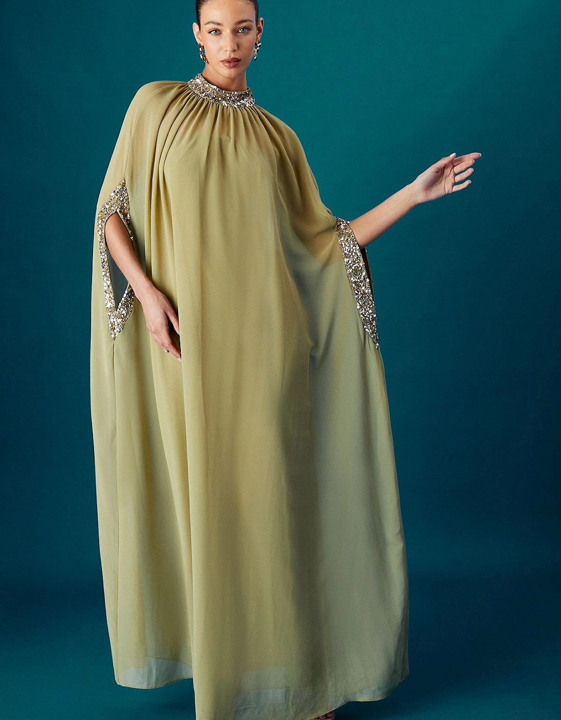 Chiffon Cape Bandeau Dress, 2 of 1