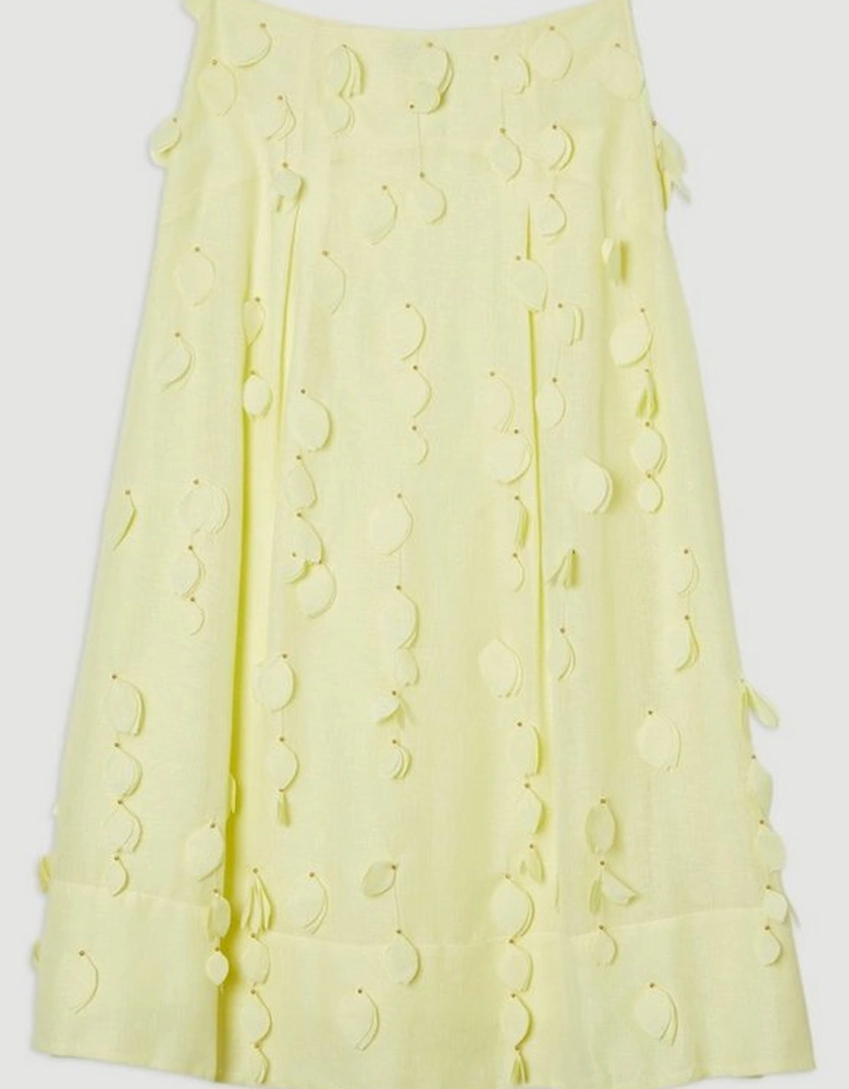 Applique Woven Maxi Skirt