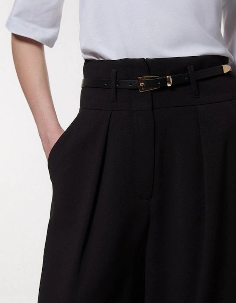 Tall Compact Stretch Essential Tailored High Waist Wide Leg Trouser