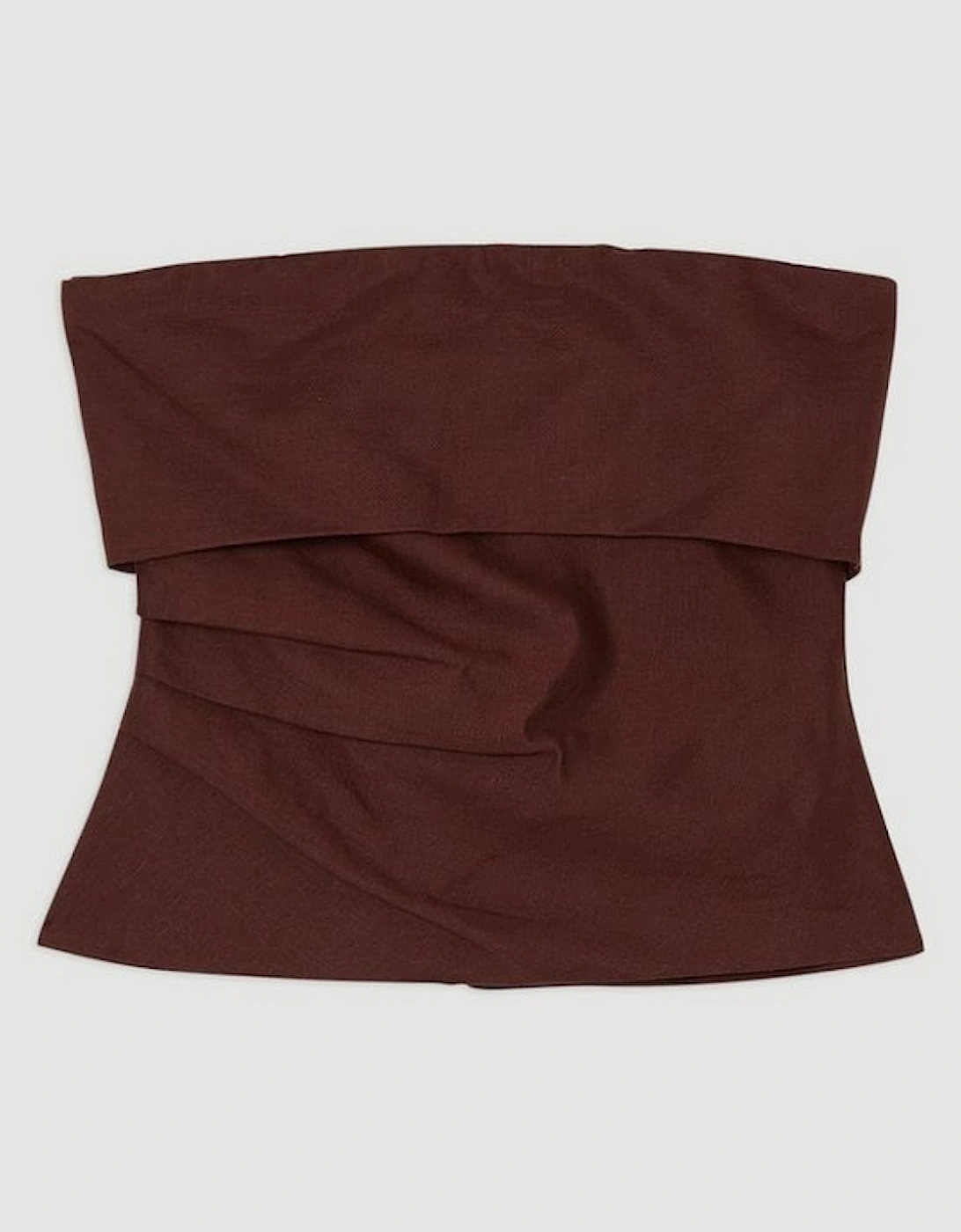 Linen Viscose Woven Bandeau Top With Ruched Side Detail