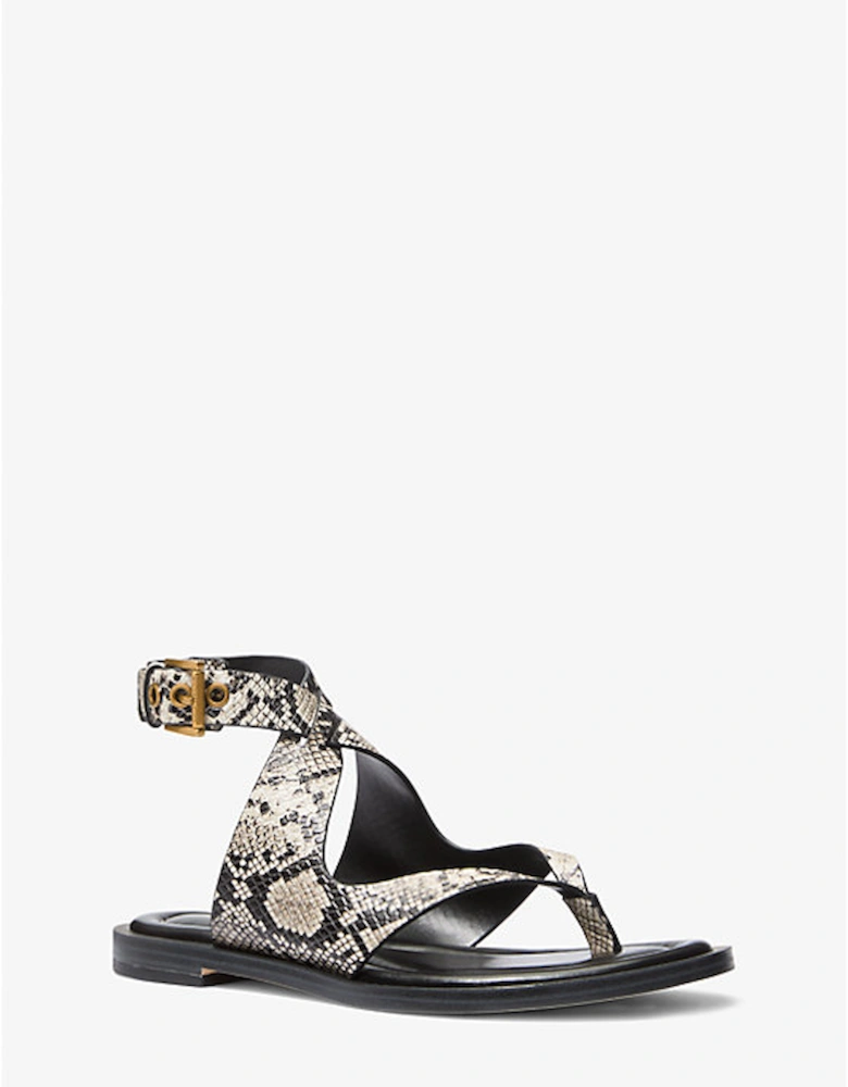 Irene Snake Embossed Leather Wrap Sandal
