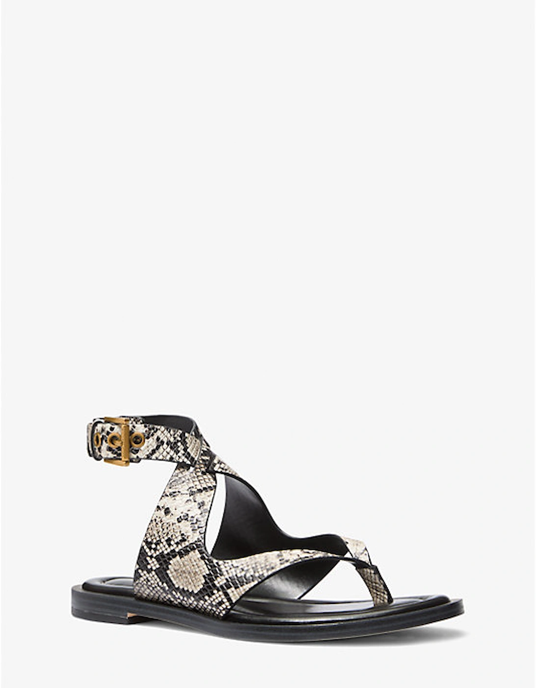 Irene Snake Embossed Leather Wrap Sandal, 2 of 1