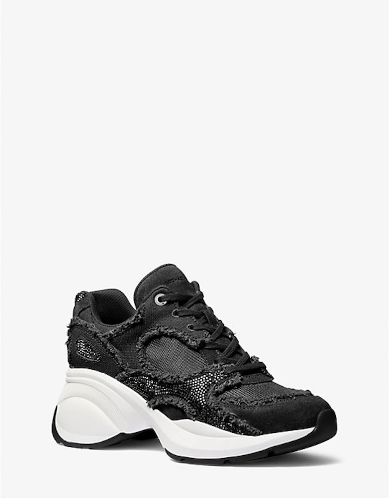 Zuma Embellished Frayed Mixed-Media Trainer