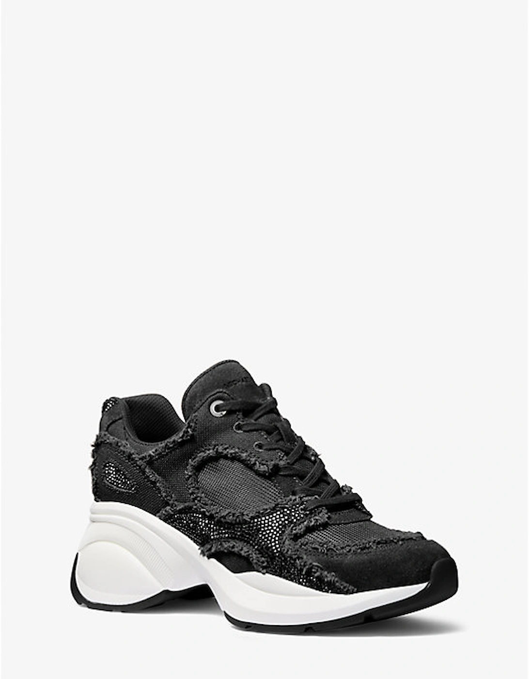 Zuma Embellished Frayed Mixed-Media Trainer, 3 of 2
