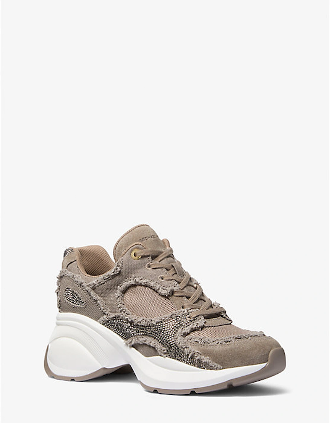 Zuma Embellished Frayed Mixed-Media Trainer