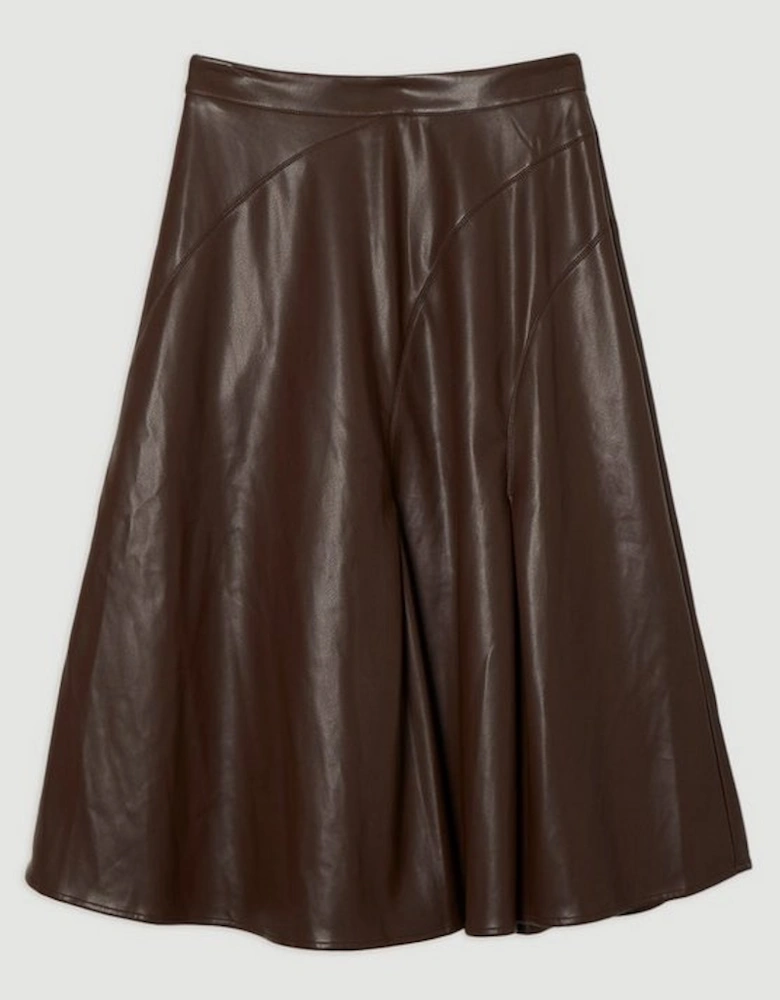 Faux Leather Full Midi Skirt
