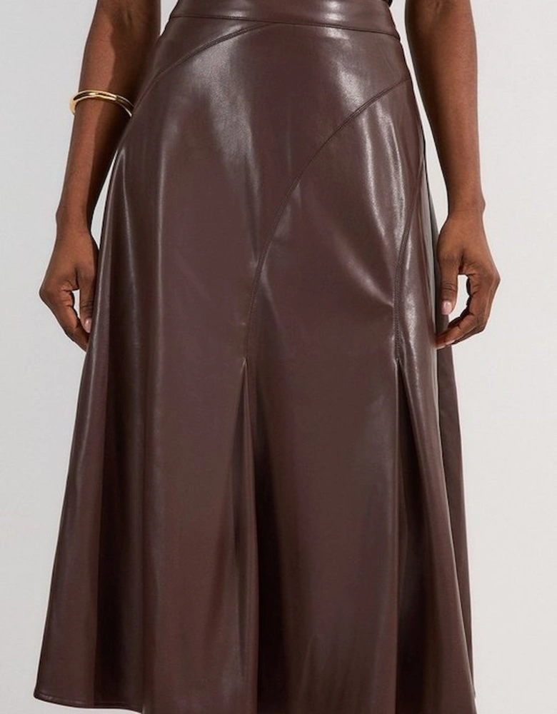 Faux Leather Full Midi Skirt
