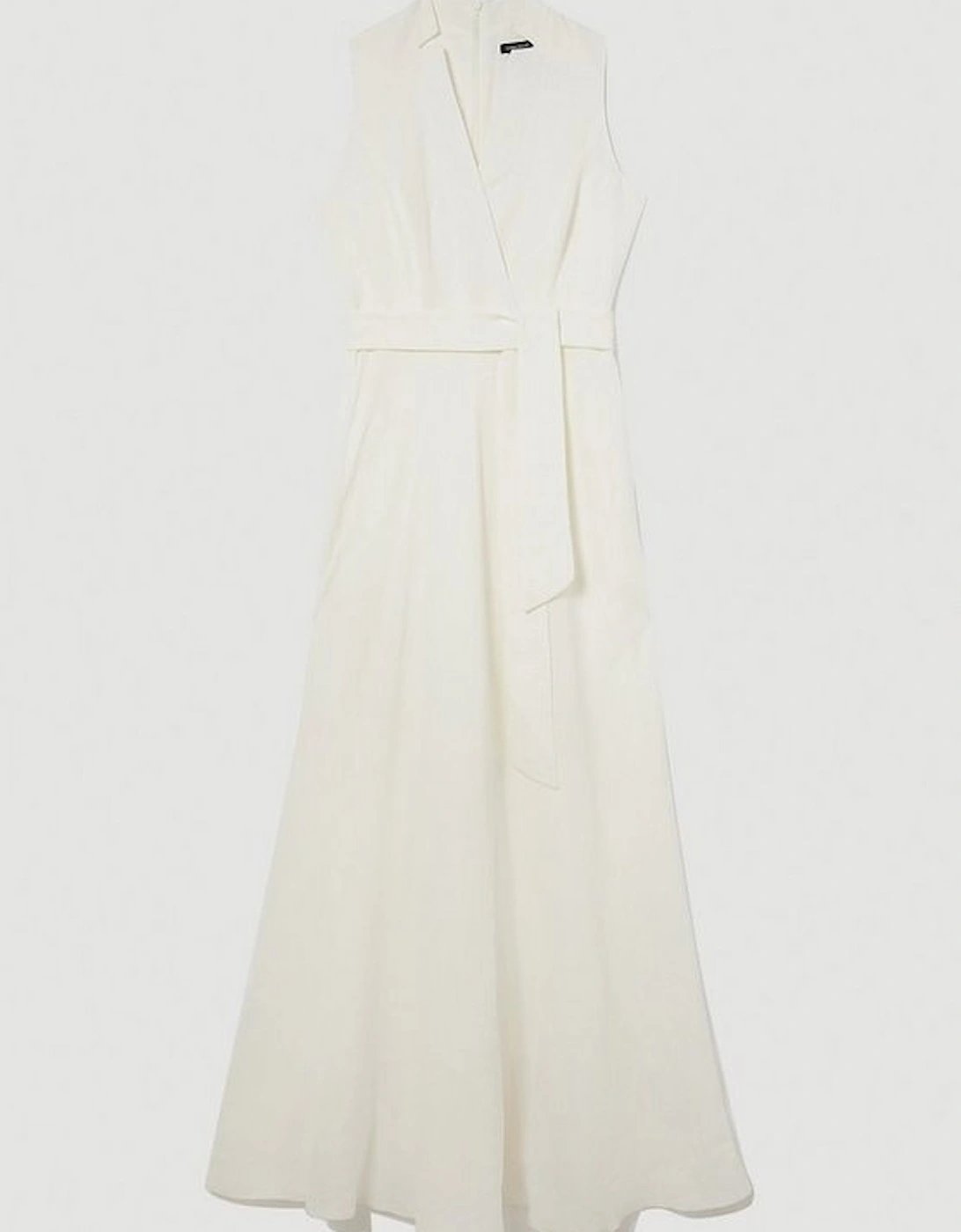 Lydia Millen Linen Wrap Tie Waisted Maxi Dress