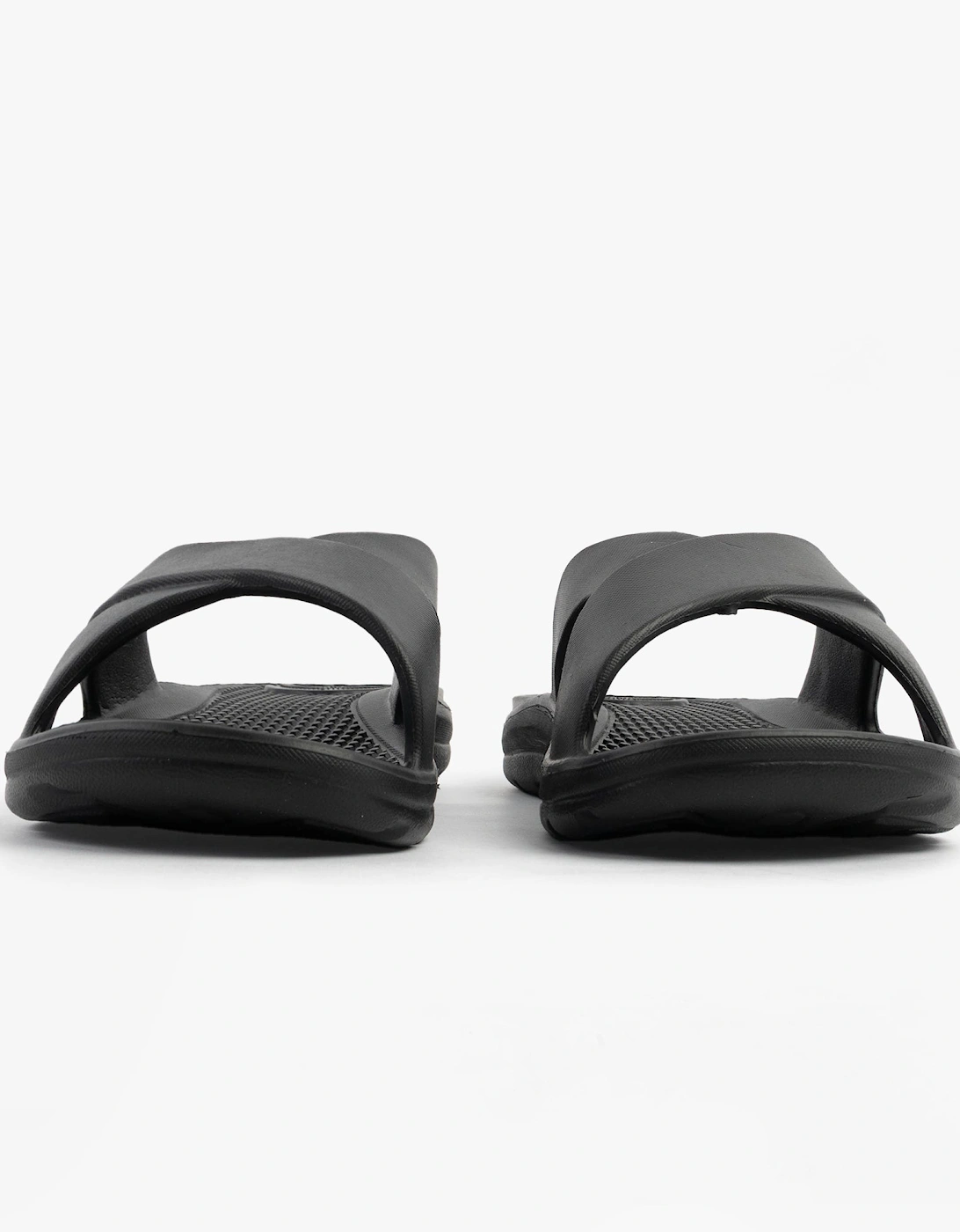 0359FBLK Womens Cross Slides Black