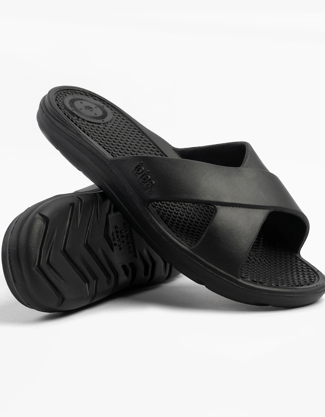 0359FBLK Womens Cross Slides Black