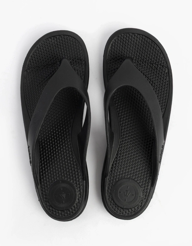 0350FBLK Womens Toe Post Sandals Black
