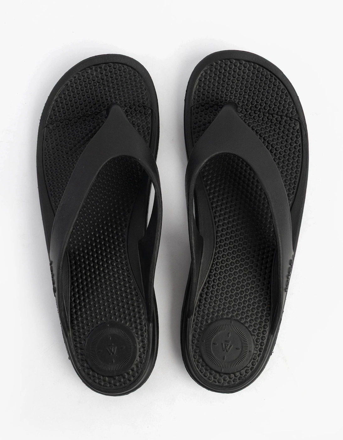0350FBLK Womens Toe Post Sandals Black, 7 of 6