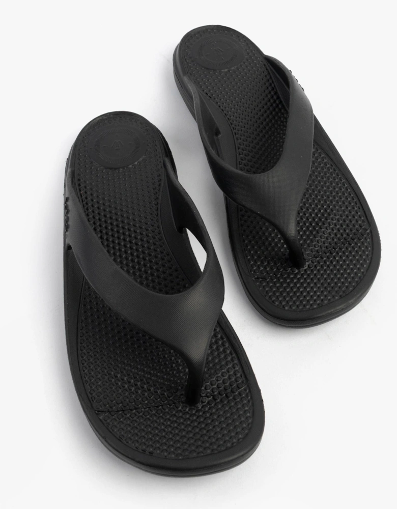 0350FBLK Womens Toe Post Sandals Black