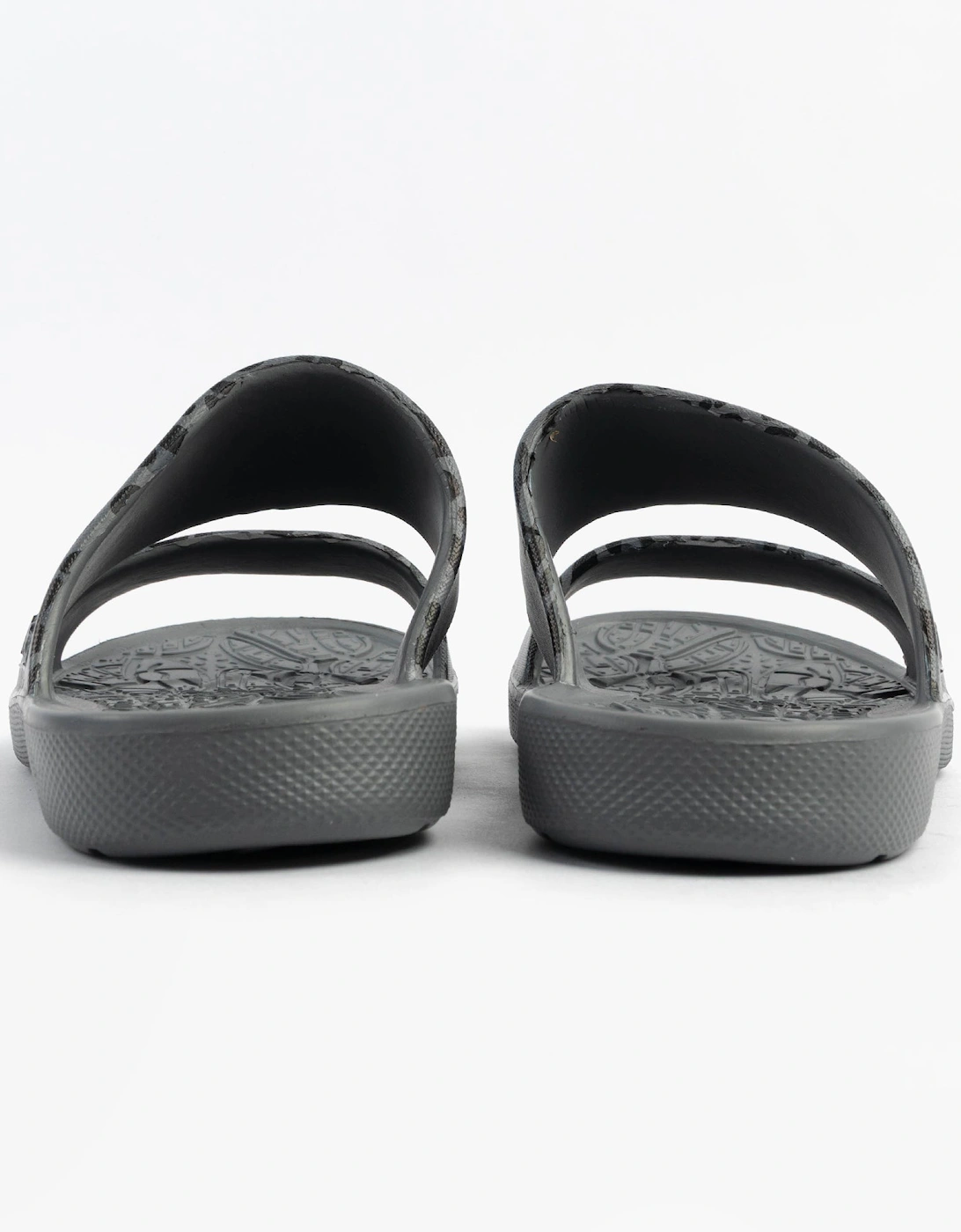 0351FGLE Womens Double Strap Slides Grey Leopard