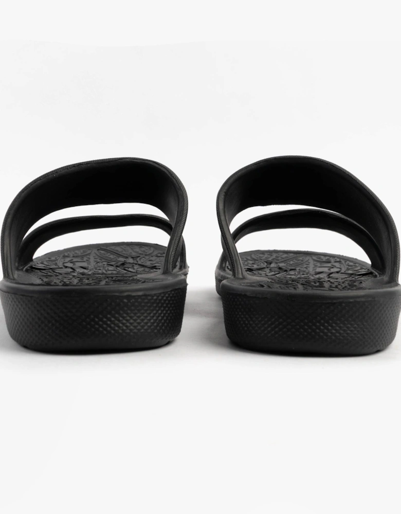 0351FBLK Womens Double Strap Slides Black