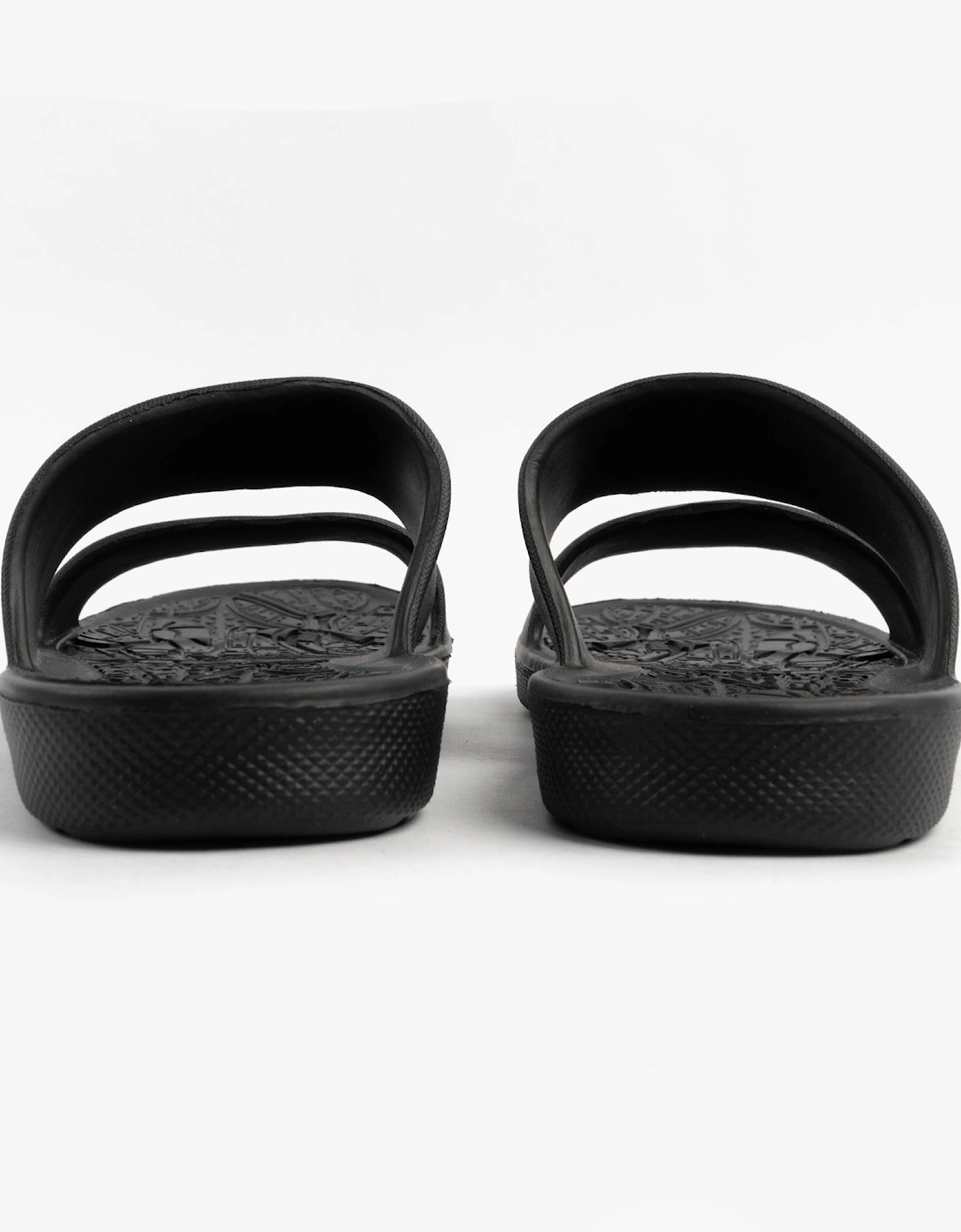 0351FBLK Womens Double Strap Slides Black