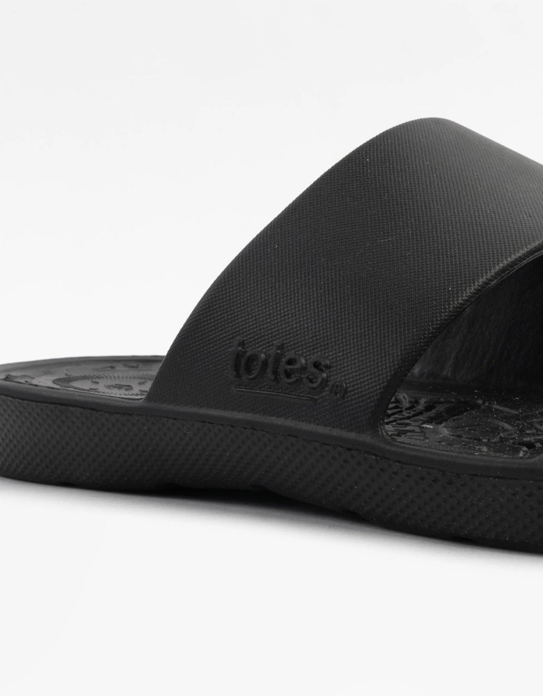 0351FBLK Womens Double Strap Slides Black