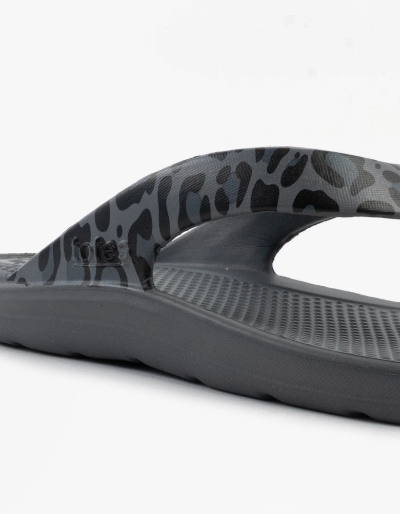 0350FGLE Womens Toe Post Sandals Grey Leopard