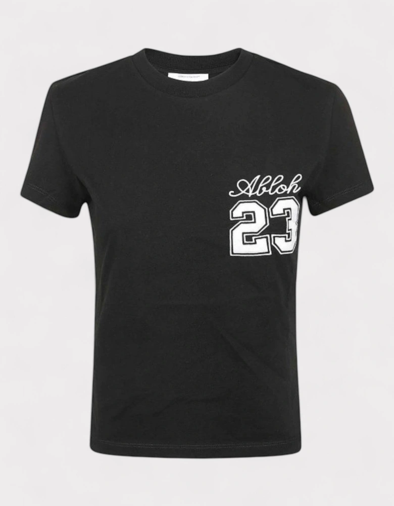 23 Logo Embroidered Fitted T Shirt Black