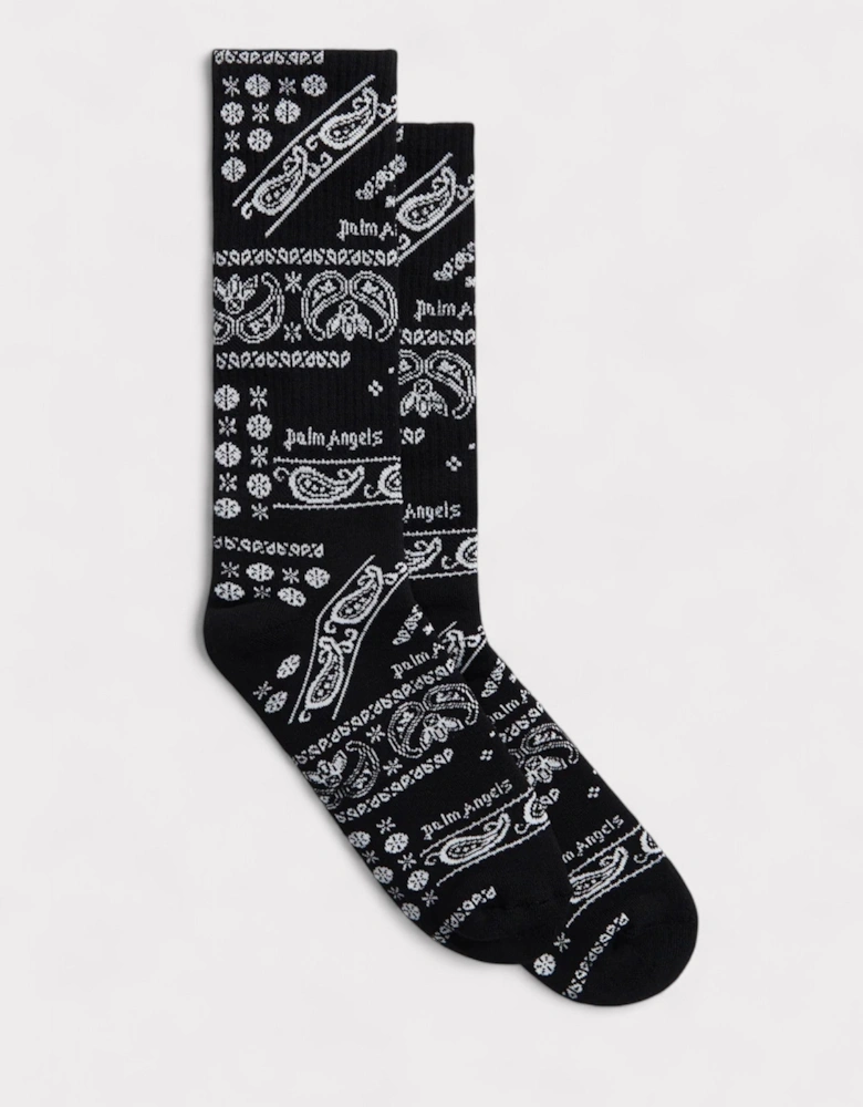 Bandana Socks Black Off White