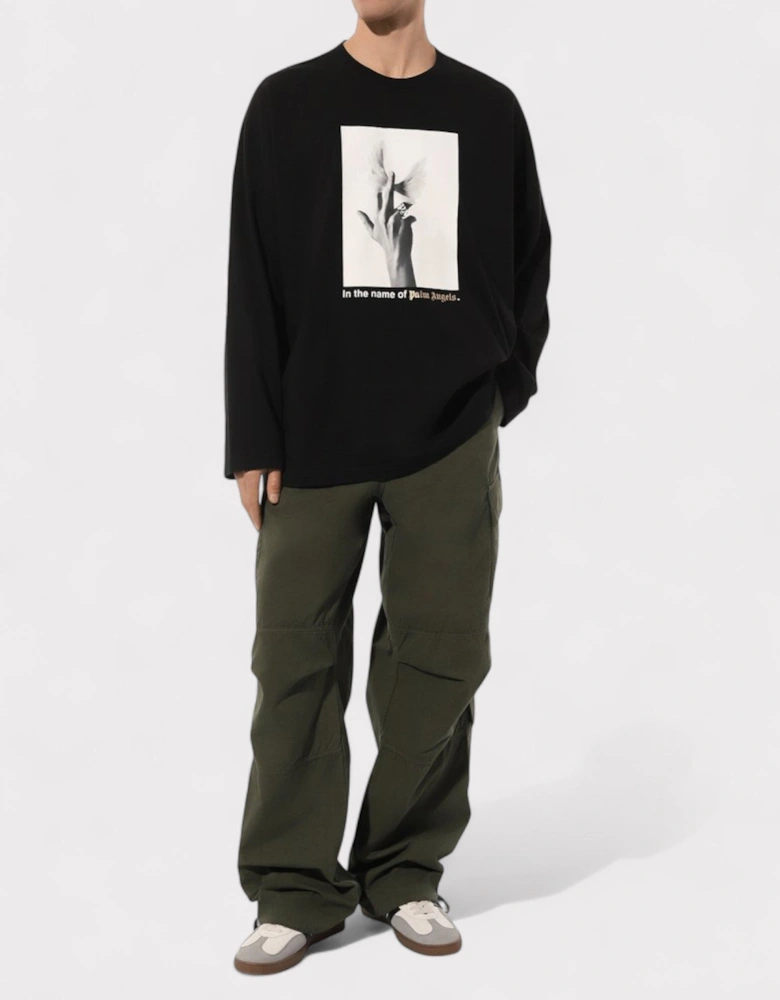 Wings Loose Tee Long Sleeve Black