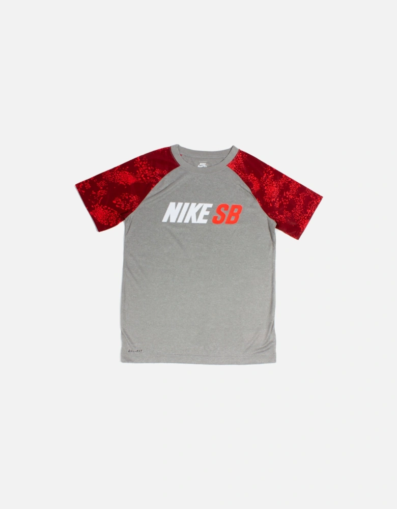 Kids Dark Grey Heather & Red Dri-FIT T-Shirt