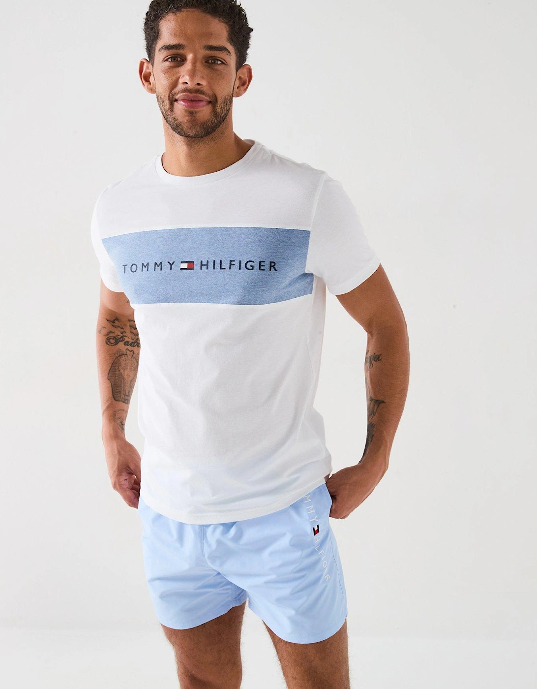 Chest Stripe Logo Loungewear T-shirt - White, 2 of 1