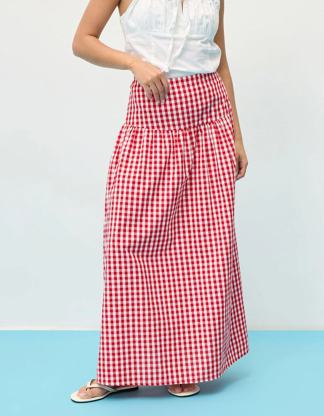 Petite Gingham Check Maxi Skirt, 2 of 1