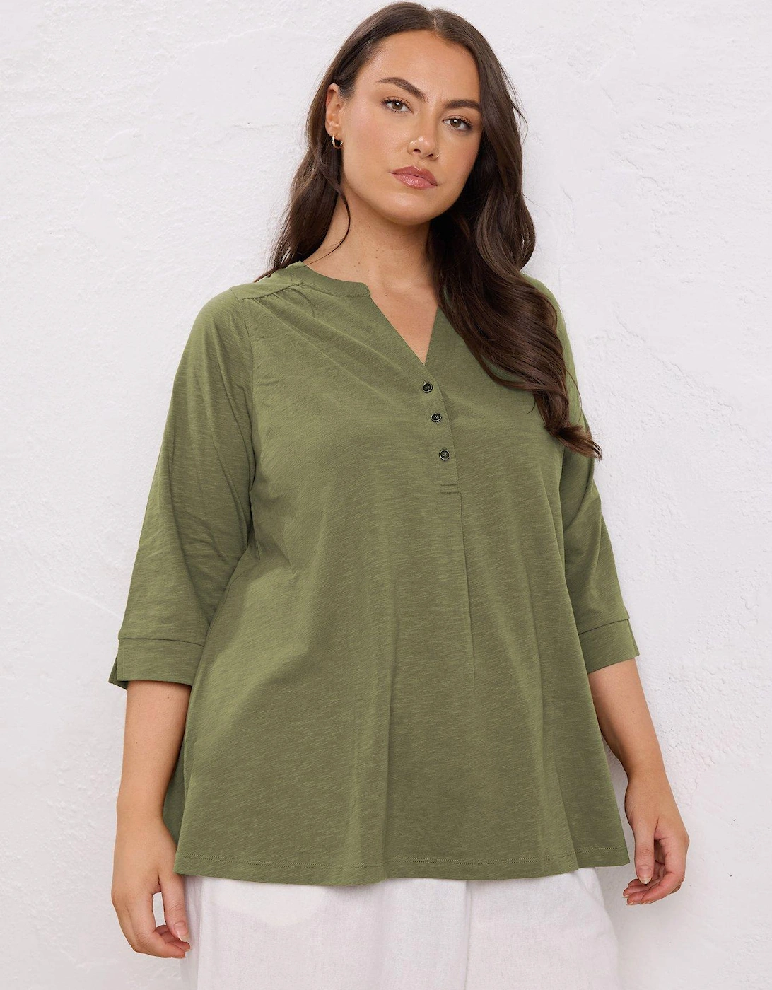Pleat Front Henley - Green, 2 of 1