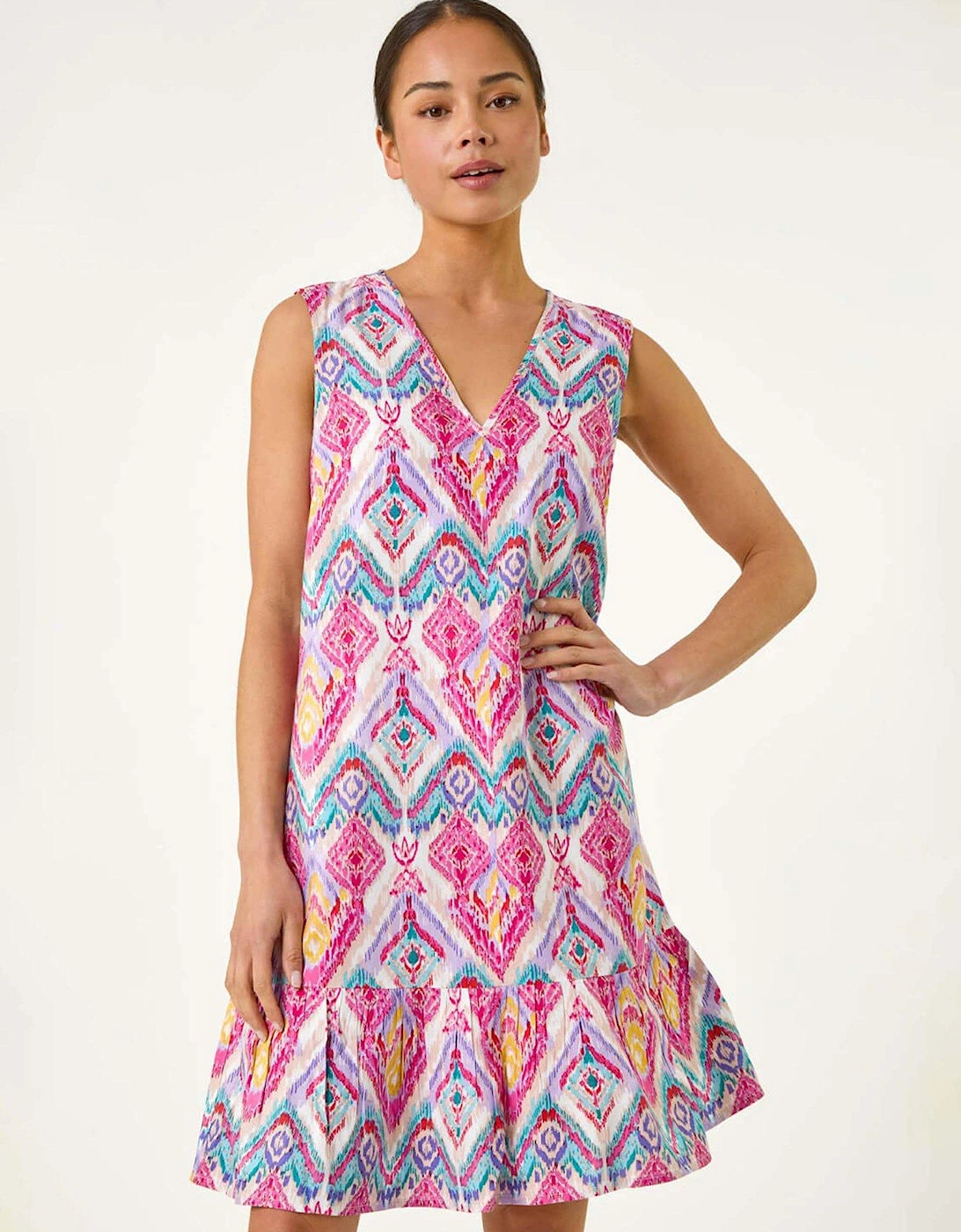 Petite Frill Hem V-neck Dress - Pink, 2 of 1