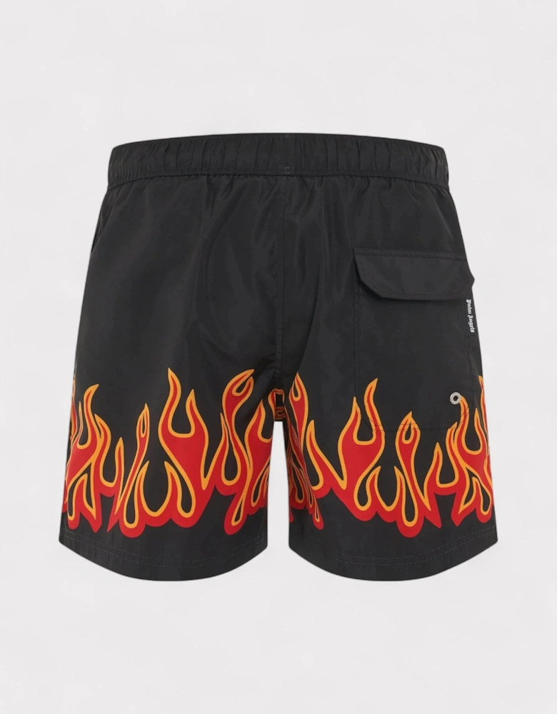 Burning Flames Print Swimshort Black
