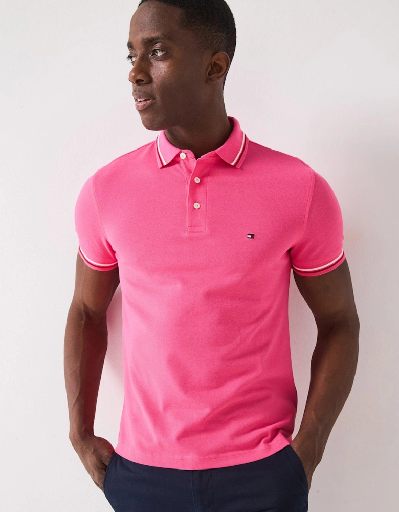 Slim Fit Tipped Polo Shirt - Pink