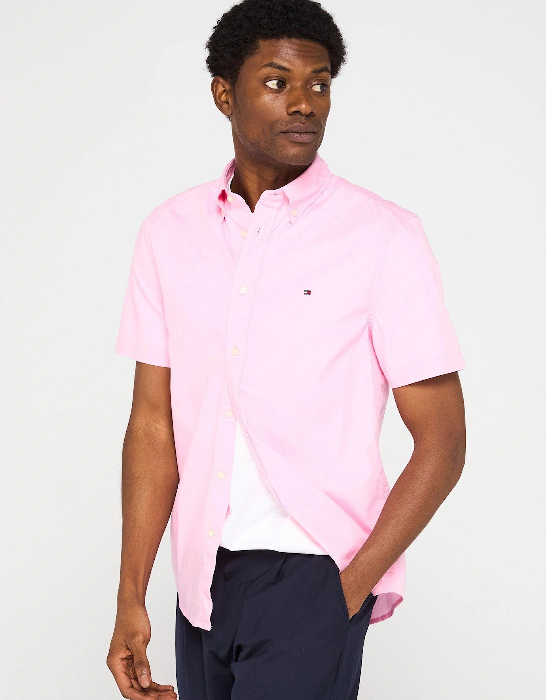 Flex Poplin Solid Short Sleeve Shirt - Pink, 2 of 1