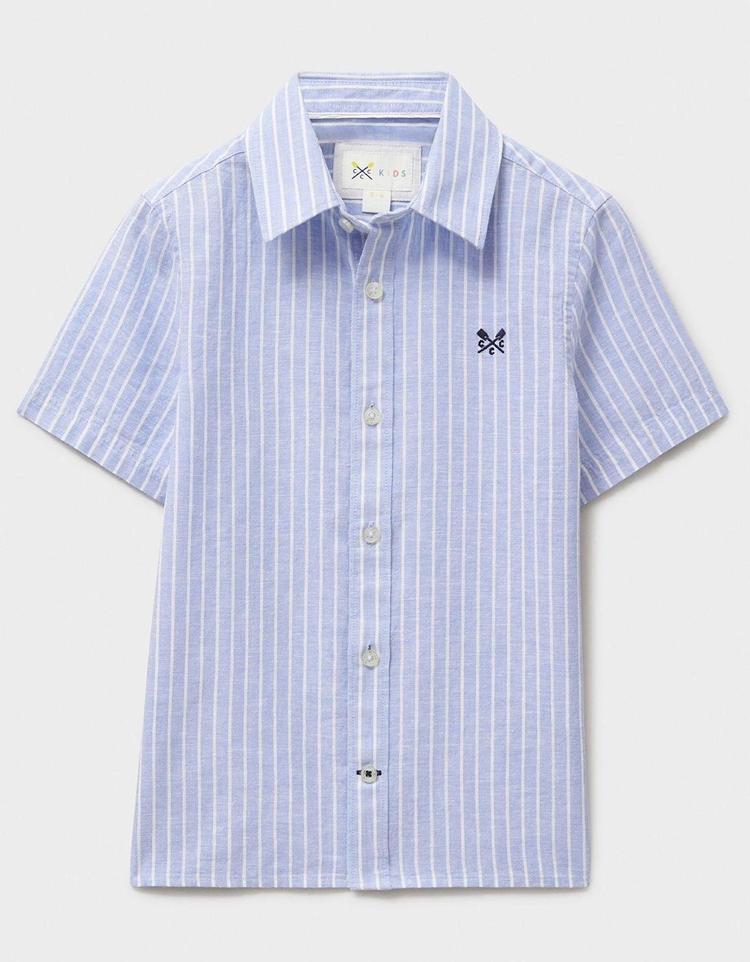 Boys Cotton-Linen Short Sleeve Shirt - Light Blue, 2 of 1