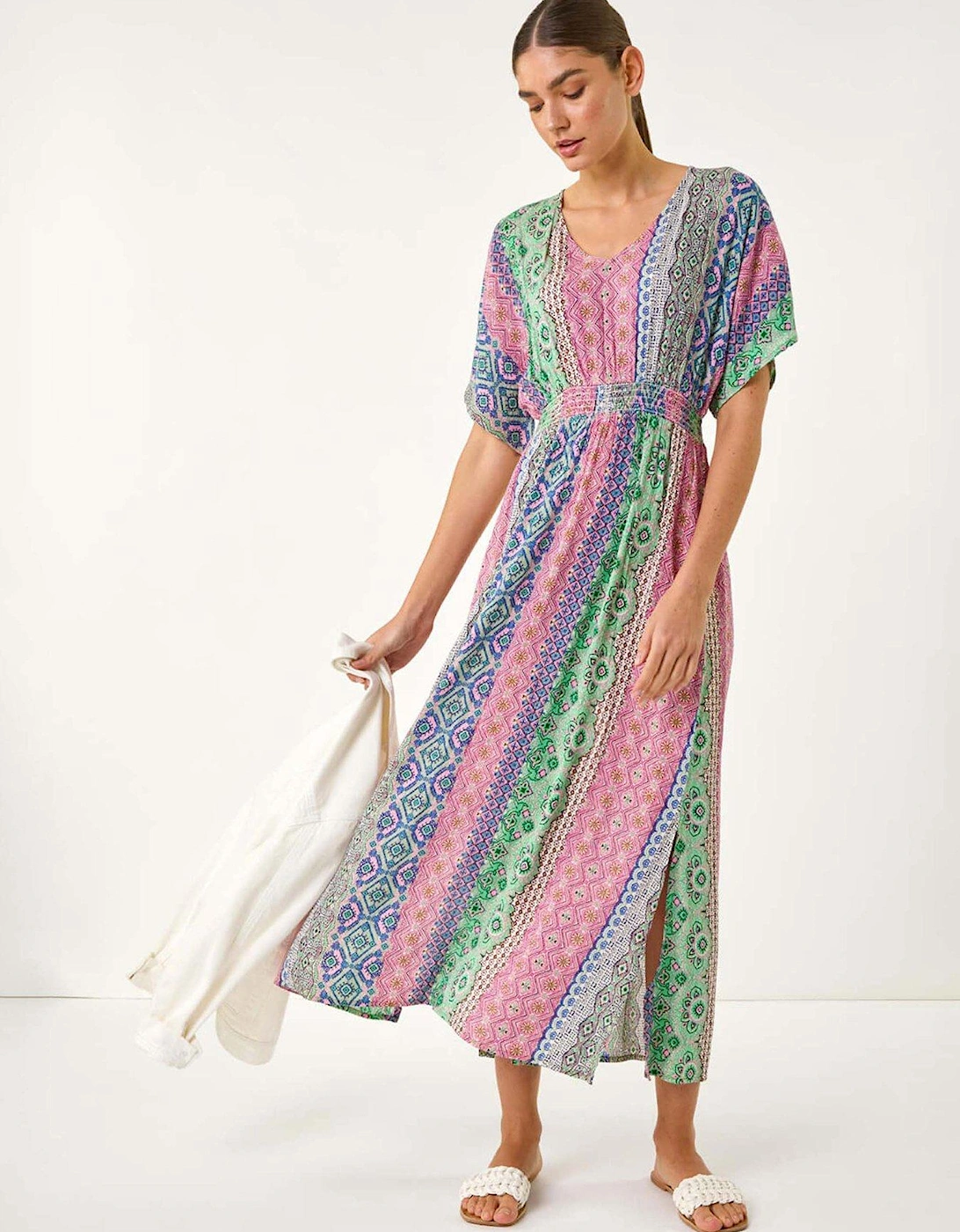 Boho Stripe Maxi Dress - Pink, 2 of 1
