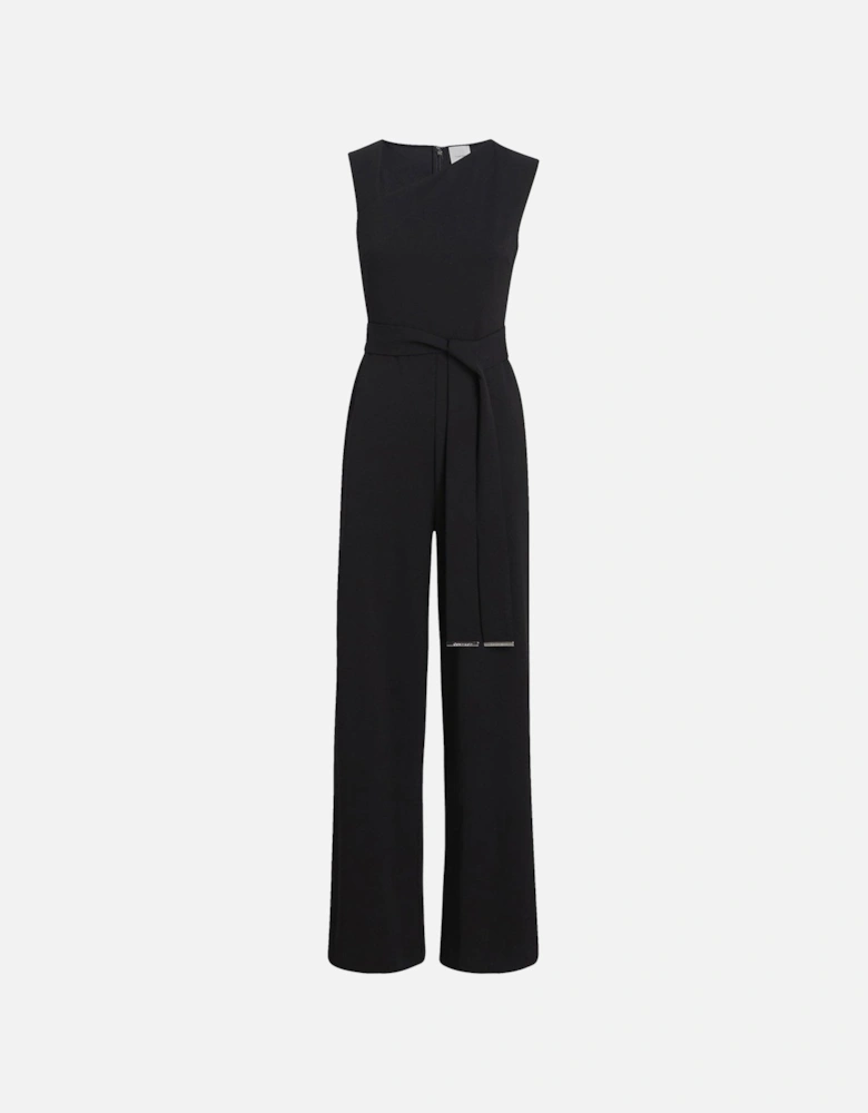 Scuba Crepe Open Back Jumpsuit - Black