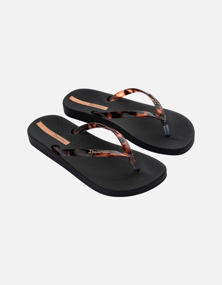 Tortoise Shell Print Flip-Flop - Black