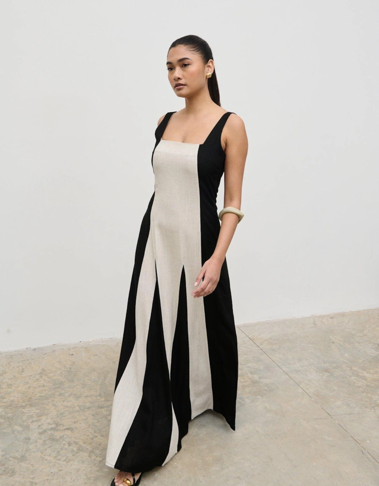 Ella Square Neck Contrast Maxi Dress