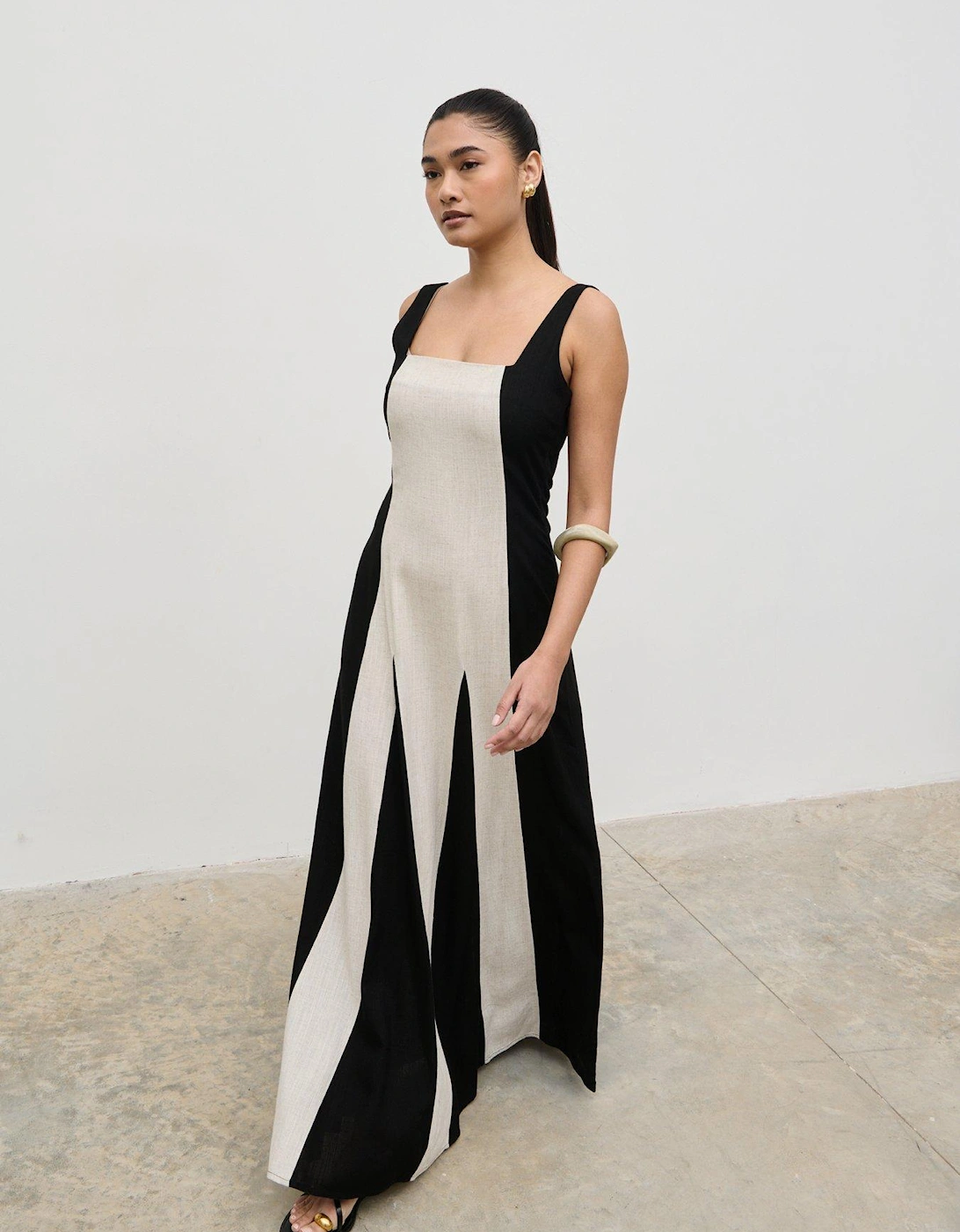 Ella Square Neck Contrast Maxi Dress, 2 of 1