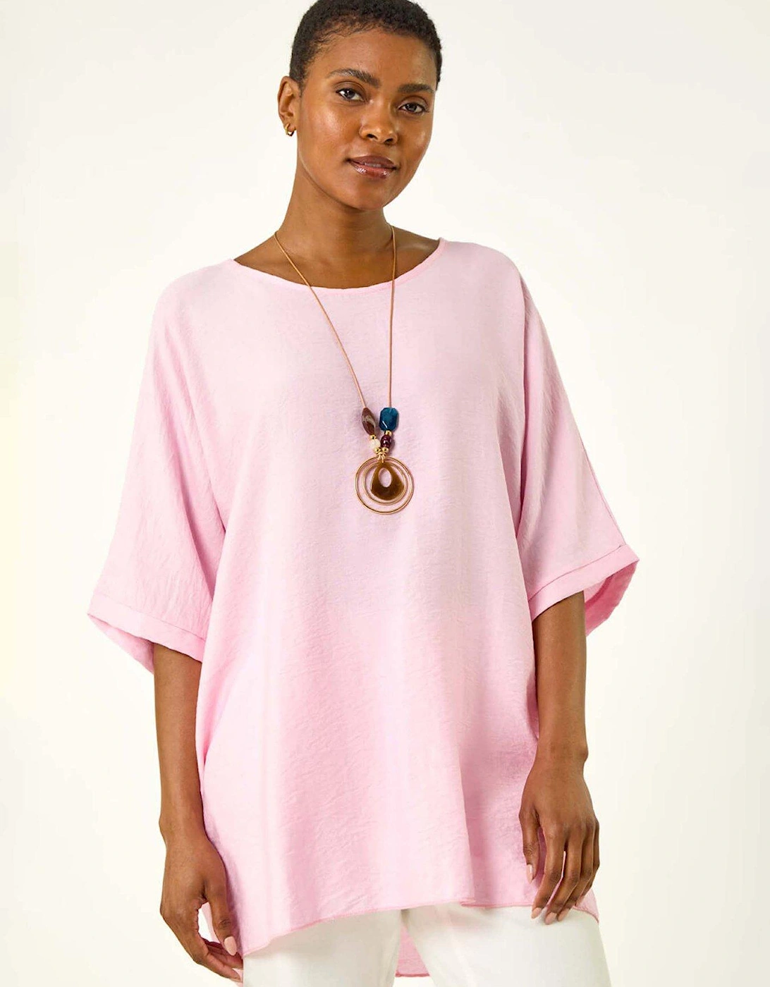 Tunic Top With Necklace - Pink, 2 of 1