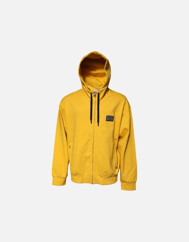 Hooded Full Zip Sweatshirt with Logo Details Women - White Sweaters