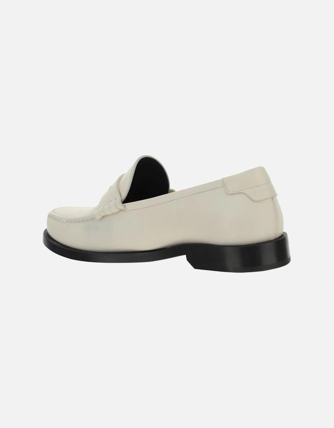 Calfskin Loafers with Block Heel and Monogram Plaque Women - White