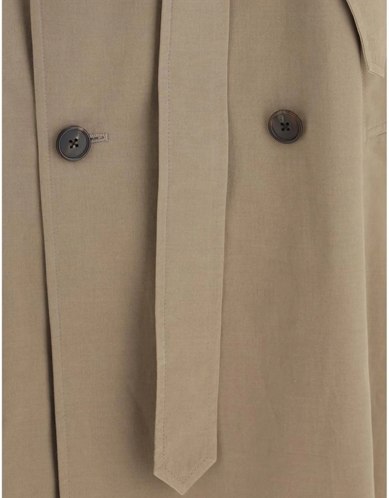 Double-Breasted Trench Coat with Sash Belt Women - Brown Jackets