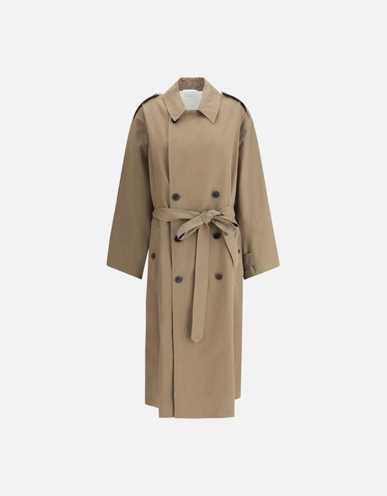 Double-Breasted Trench Coat with Sash Belt Women - Brown Jackets